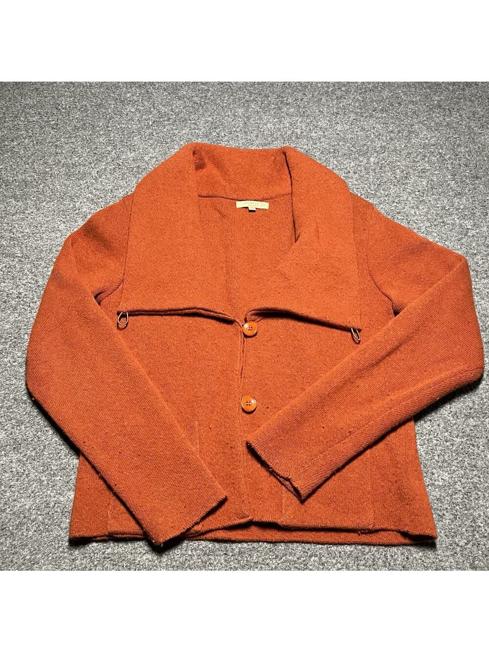 Vintage Mary Firenze Sweater Womens Small Cardigan Orange Wool Blend Cozy Italy